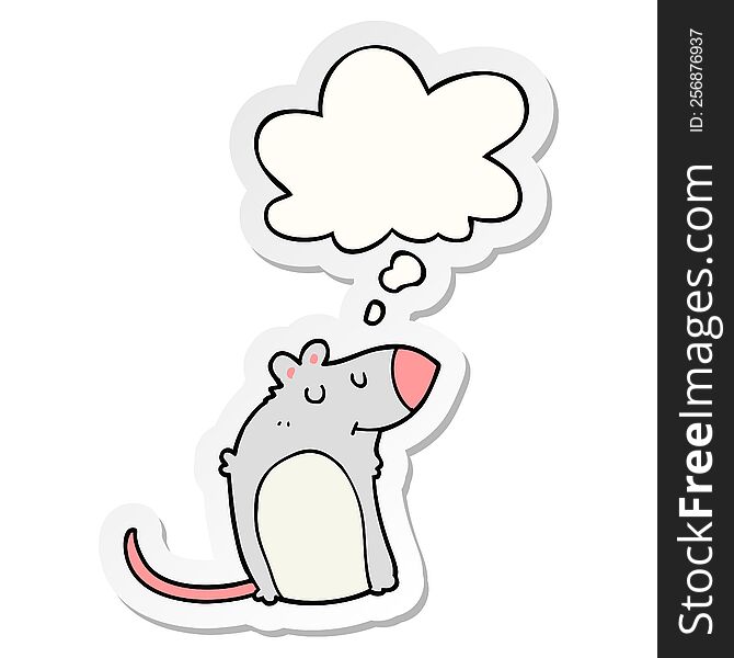 Cartoon Fat Rat And Thought Bubble As A Printed Sticker