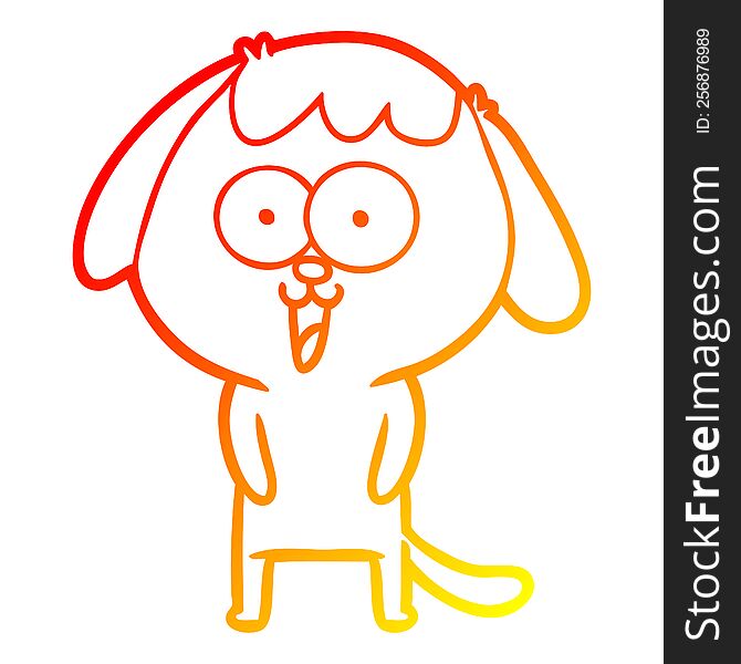warm gradient line drawing of a cute cartoon dog