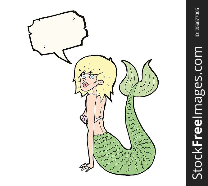 Cartoon Mermaid With Speech Bubble