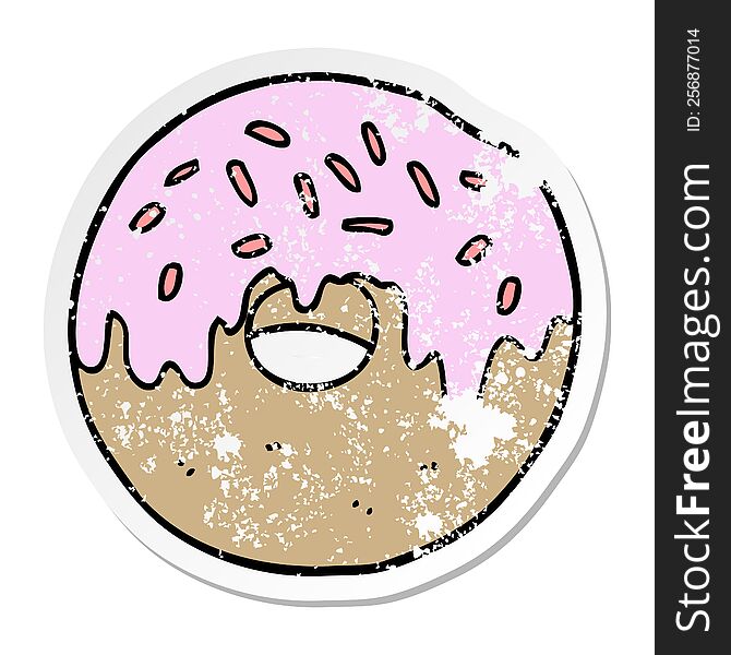Distressed Sticker Of A Cartoon Donut