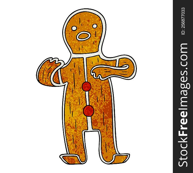 Textured Cartoon Doodle Of A Gingerbread Man