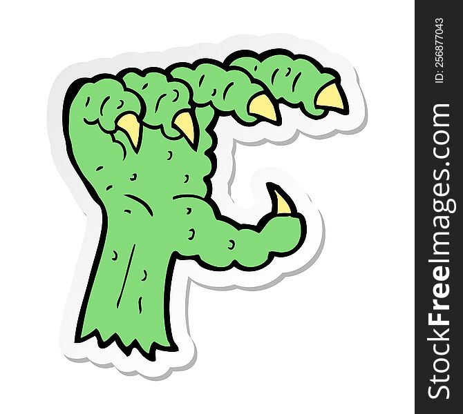 Sticker Of A Cartoon Monster Claw