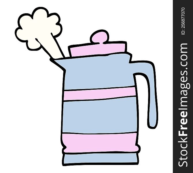 hand drawn doodle style cartoon kettle