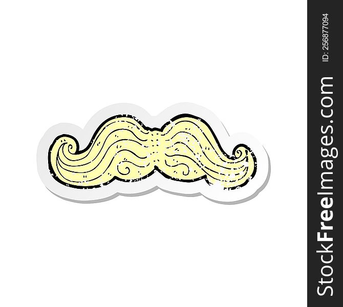 Retro Distressed Sticker Of A Cartoon Mustache