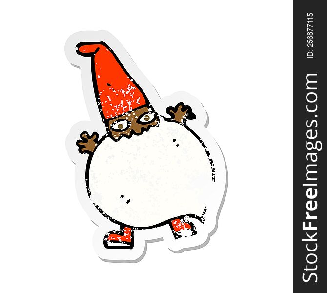 Retro Distressed Sticker Of A Cartoon Tiny Santa