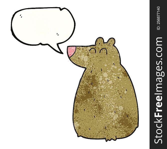 freehand speech bubble textured cartoon bear