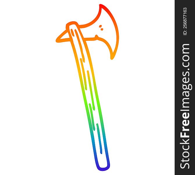 rainbow gradient line drawing of a cartoon long axe