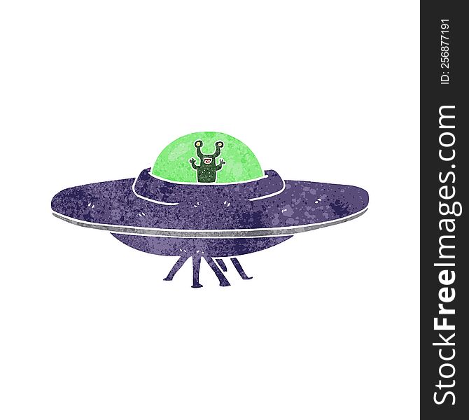 Retro Cartoon Alien Spaceship