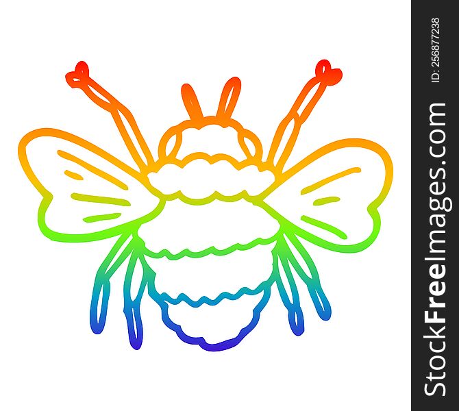 rainbow gradient line drawing cartoon bumble bee