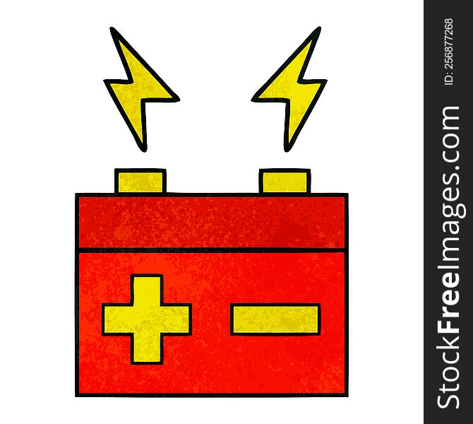 Retro Grunge Texture Cartoon Electrical Battery