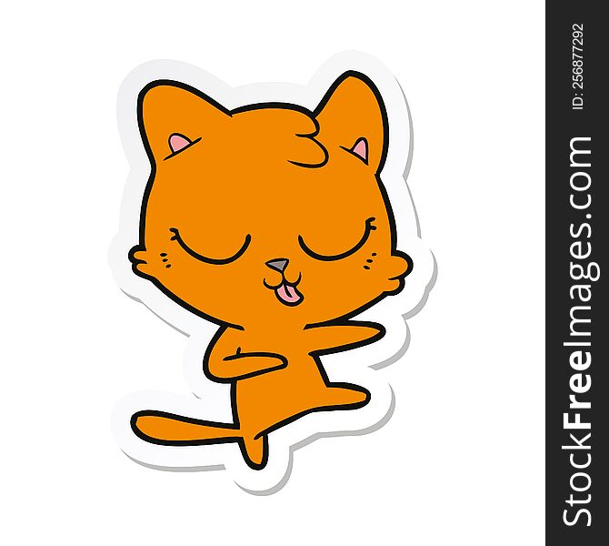 Sticker Of A Cartoon Hissing Cat