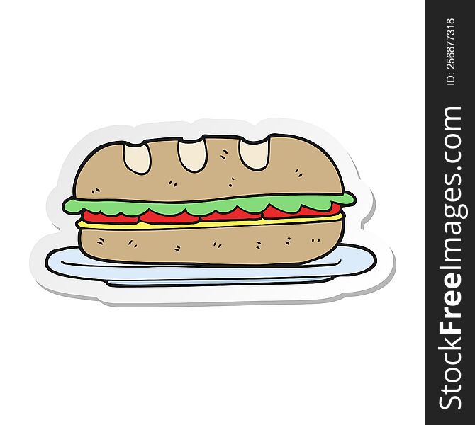 sticker of a cartoon sub sandwich