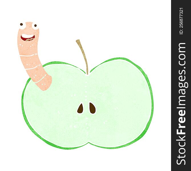 cartoon apple with worm