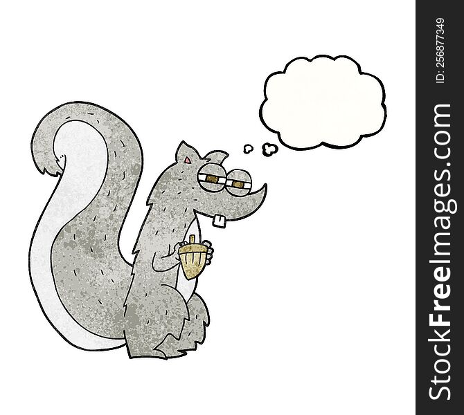 Thought Bubble Textured Cartoon Squirrel With Nut