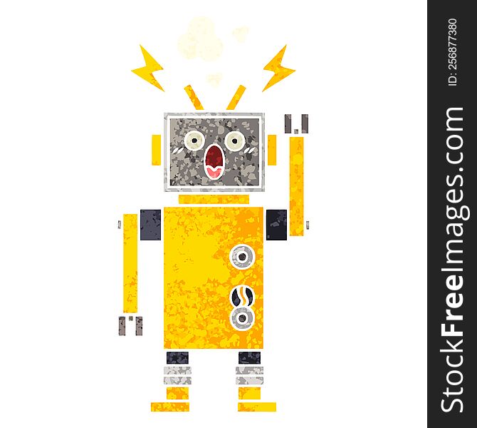 Retro Illustration Style Cartoon Robot