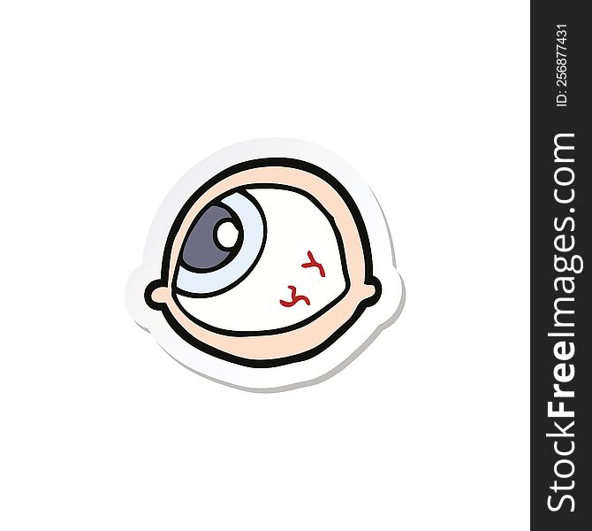 Sticker Of A Spooky Staring Eyeball Cartoon