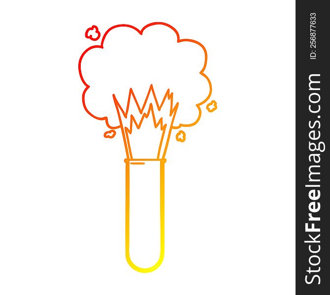 Warm Gradient Line Drawing Cartoon Exploding Chemicals In Test Tube