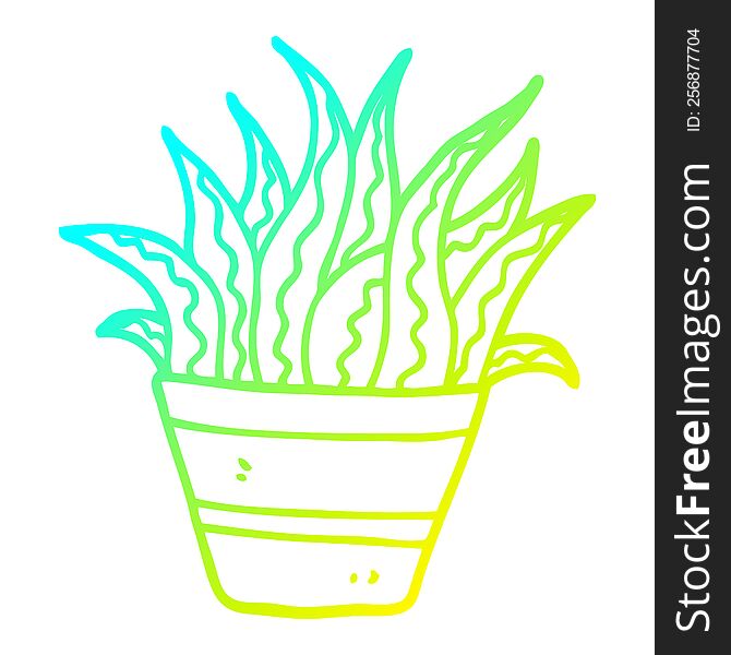 Cold Gradient Line Drawing Cartoon Plant