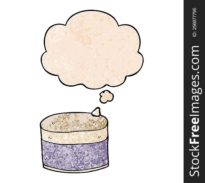 Cartoon Pot And Thought Bubble In Grunge Texture Pattern Style