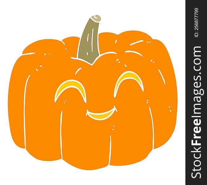 Flat Color Illustration Of A Cartoon Halloween Pumpkin
