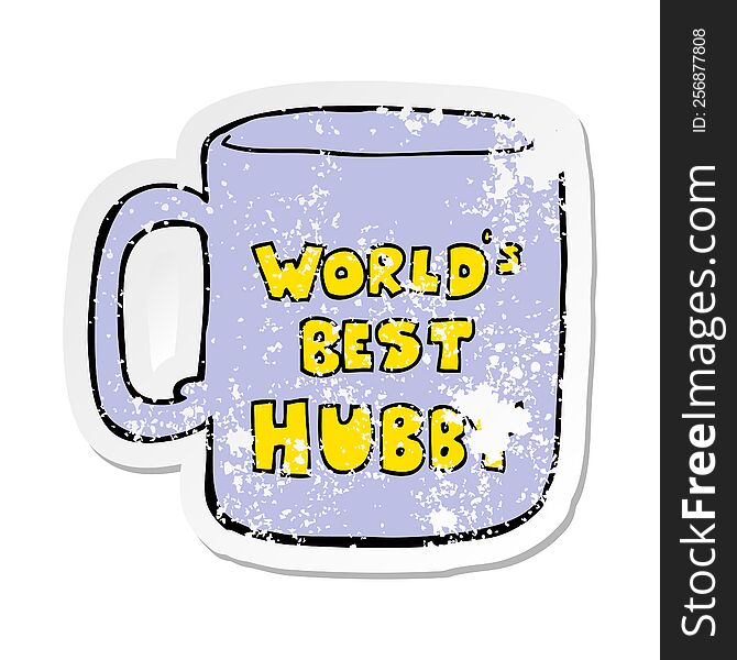 distressed sticker of a worlds best hubby mug