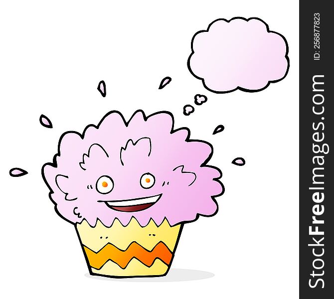 Cartoon Exploding Cupcake With Thought Bubble