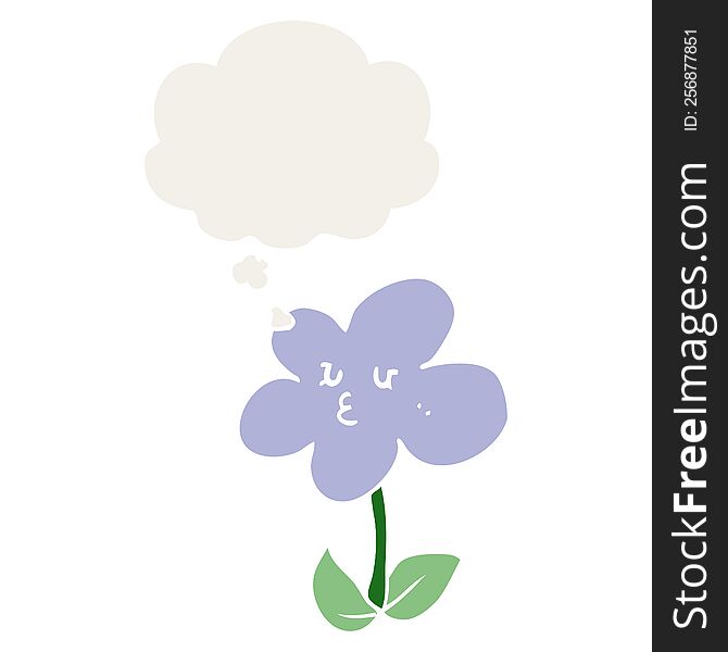 Cartoon Flower And Thought Bubble In Retro Style