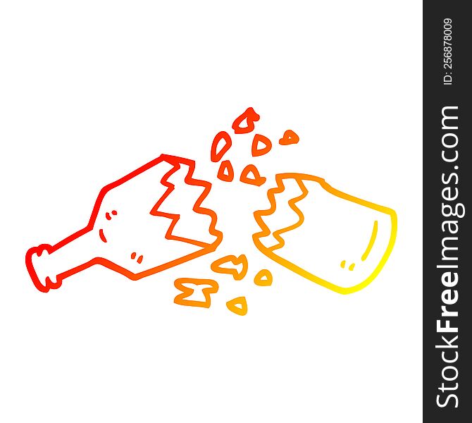 warm gradient line drawing of a cartoon  smashed glass bottle