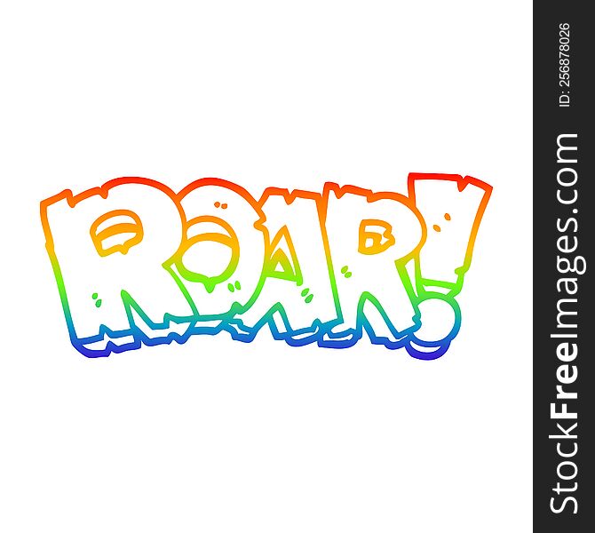 rainbow gradient line drawing of a cartoon roar text