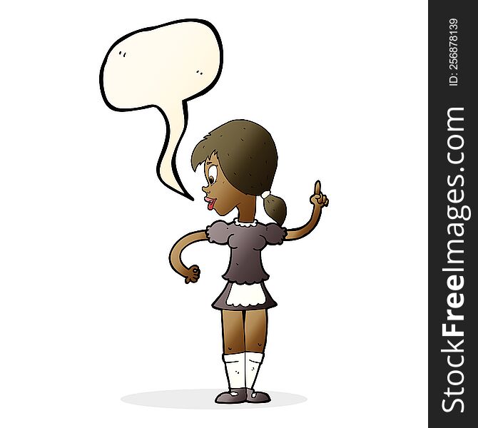 cartoon waitress calling order with speech bubble