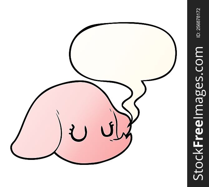 Cartoon Elephant Face And Speech Bubble In Smooth Gradient Style