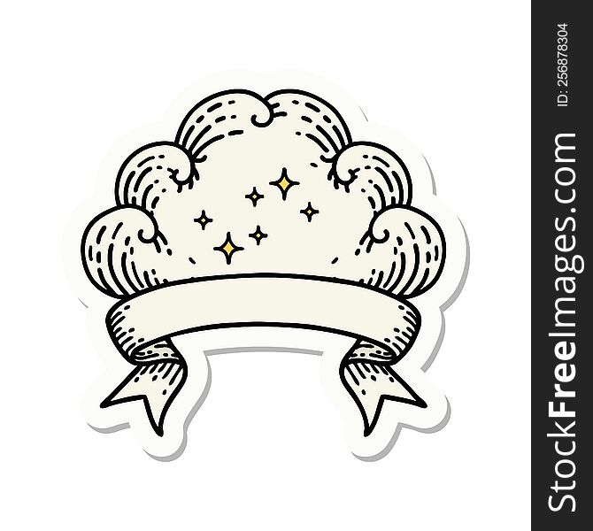 tattoo sticker with banner of a cloud