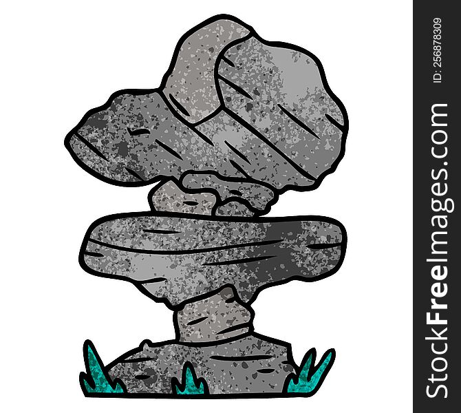 Textured Cartoon Doodle Of Grey Stone Boulders