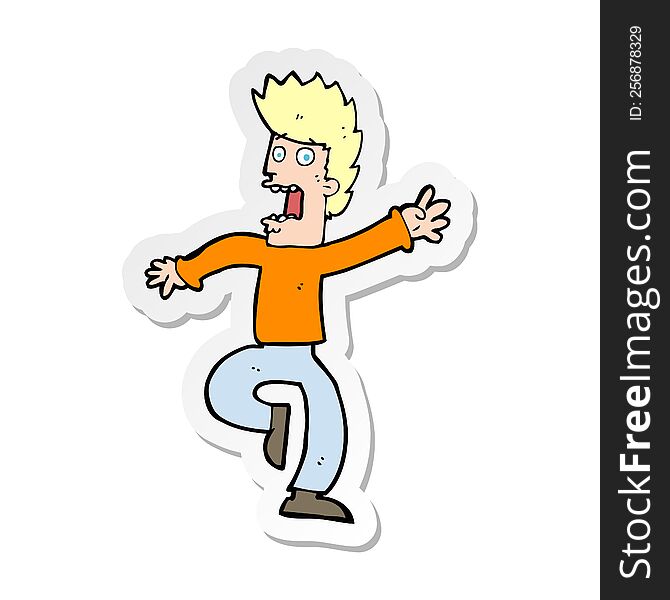 Sticker Of A Cartoon Frightened Man