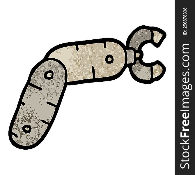 Grunge Textured Illustration Cartoon Robot Arm