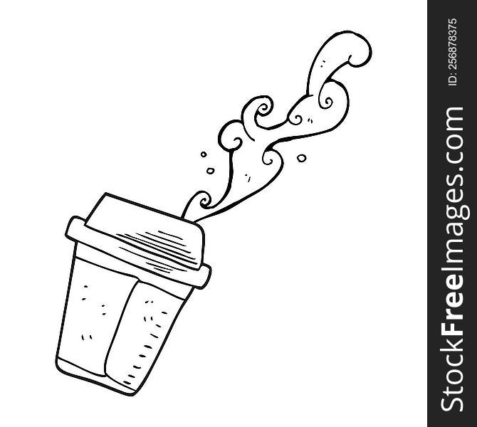 Black And White Cartoon Coffee Spilling