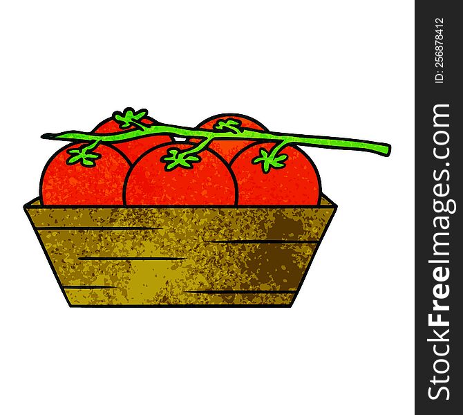 Textured Cartoon Doodle Of A Box Of Tomatoes