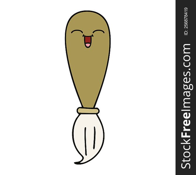 cute cartoon of a paint brush. cute cartoon of a paint brush