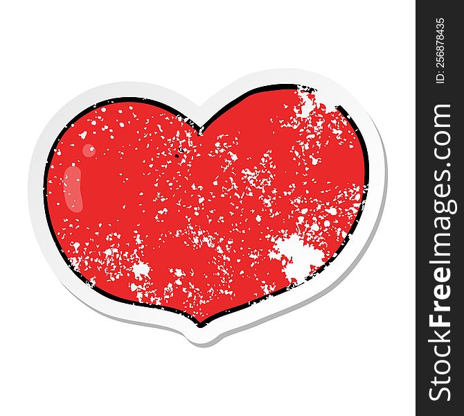 Distressed Sticker Of A Cartoon Love Heart