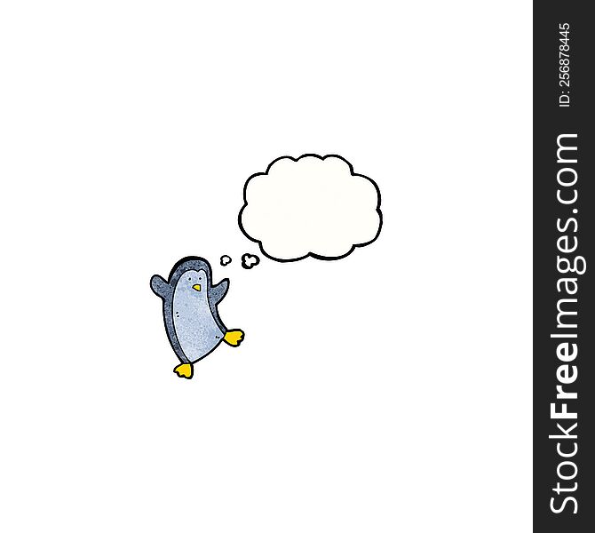Penguin With Thoguth Bubble Cartoon