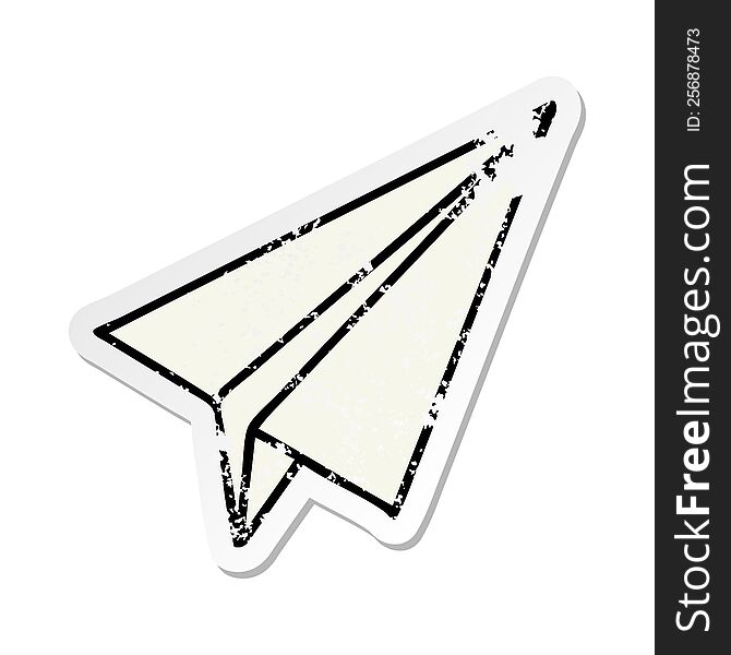 distressed sticker of a cute cartoon paper plane