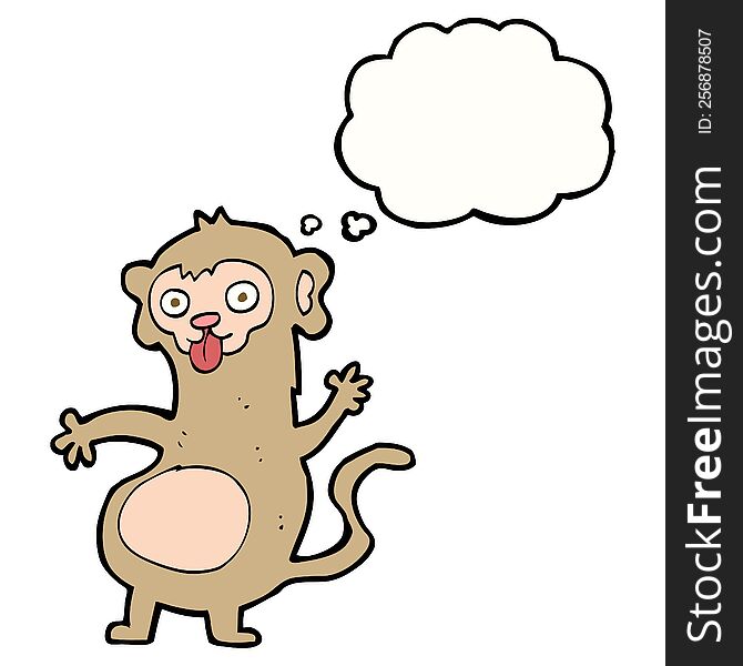 Funny Cartoon Monkey With Thought Bubble