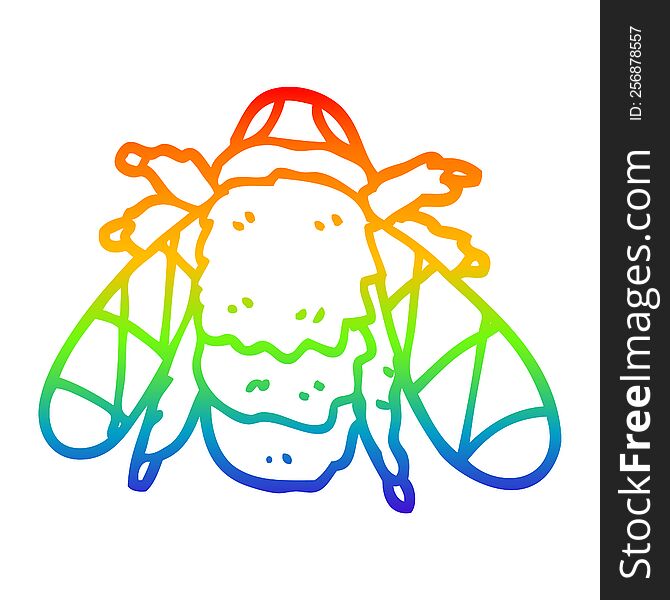 rainbow gradient line drawing of a cartoon doodled bee