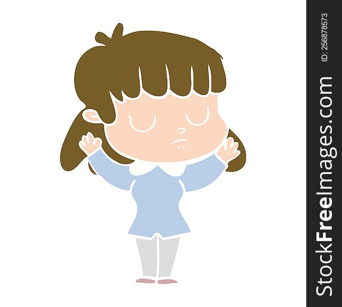 Flat Color Style Cartoon Indifferent Woman