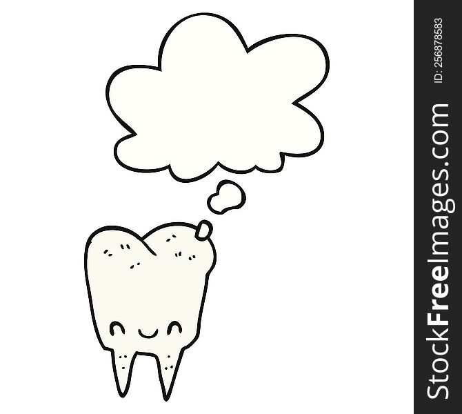 cartoon tooth with thought bubble. cartoon tooth with thought bubble