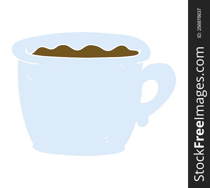 flat color illustration of old coffee cup. flat color illustration of old coffee cup