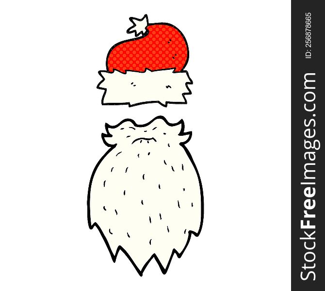 freehand drawn cartoon santa hat and beard