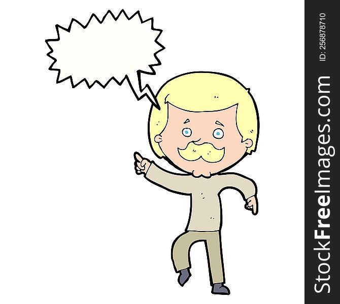 cartoon dancing dad with speech bubble