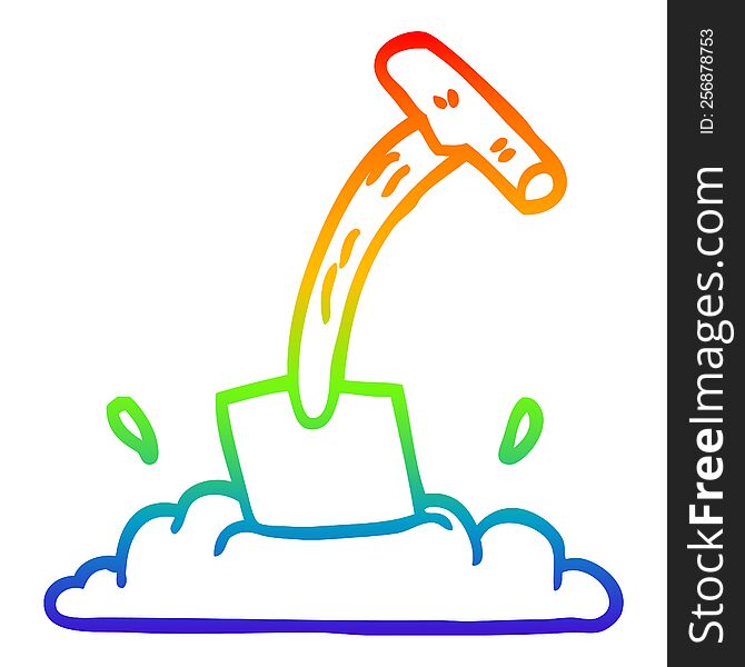Rainbow Gradient Line Drawing Cartoon Spade