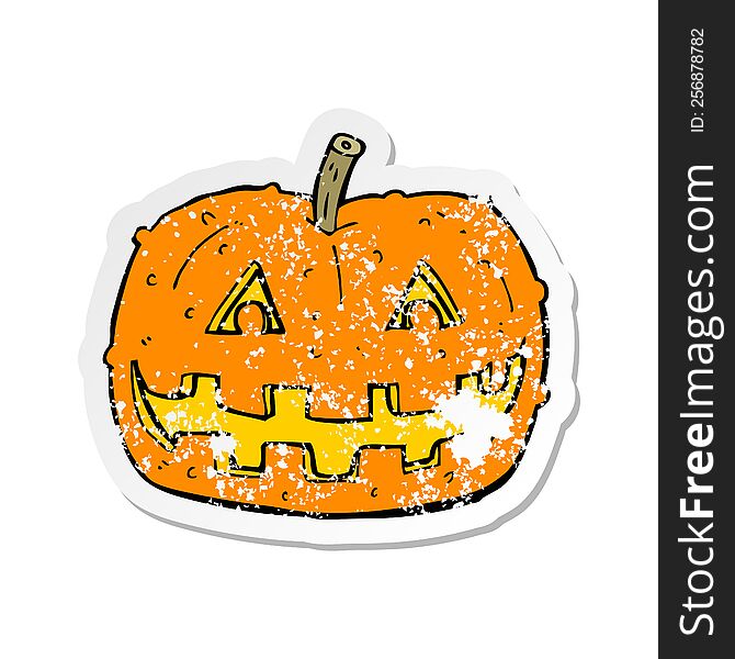 Retro Distressed Sticker Of A Cartoon Pumpkin